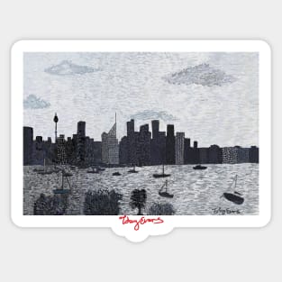 Sydney Harbour view from Darling Point  (black and white) Sticker